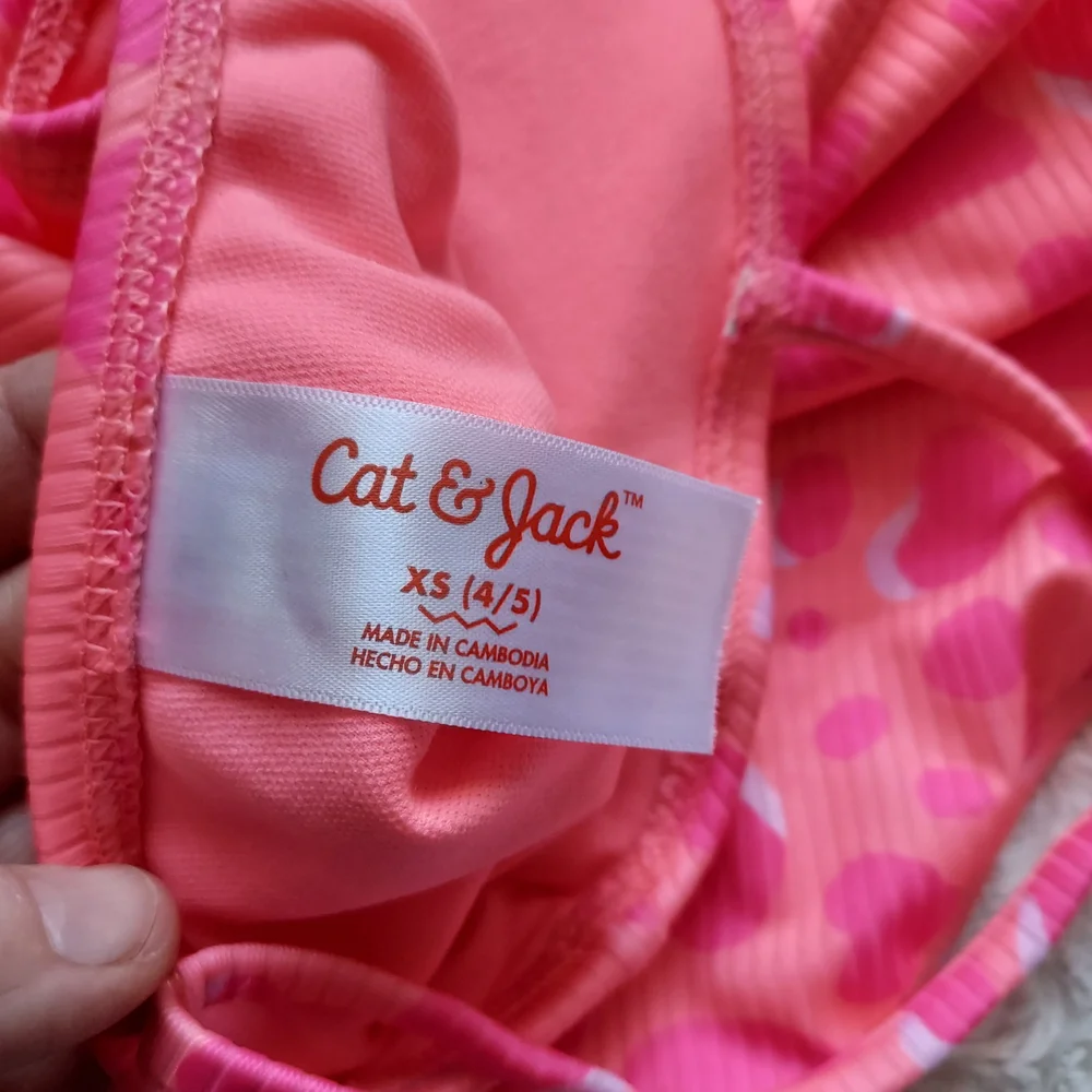 Cat & Jack Pink Heart-Print One-Piece Swimwear Pool Beach Vacation